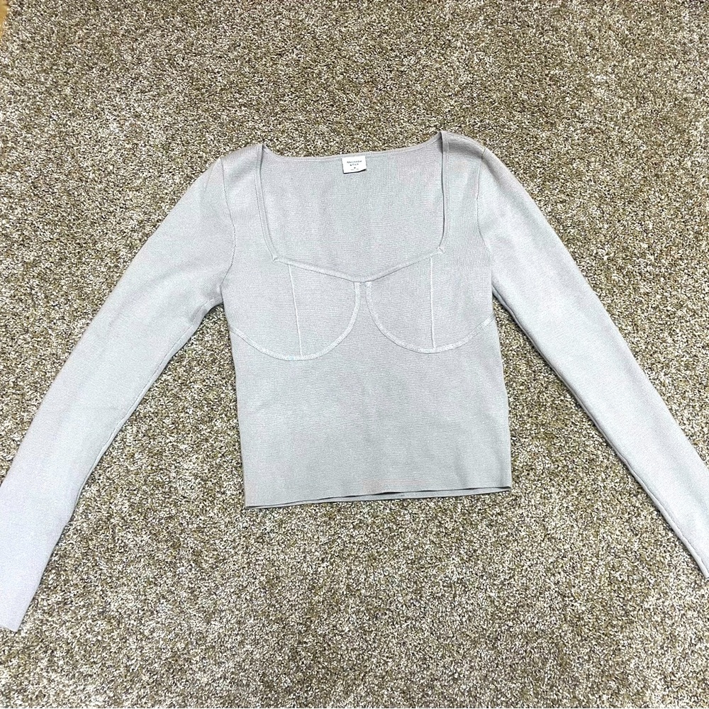 Abercrombie & Fitch Light Gray Scoop Neck Long Sleeve Sweater